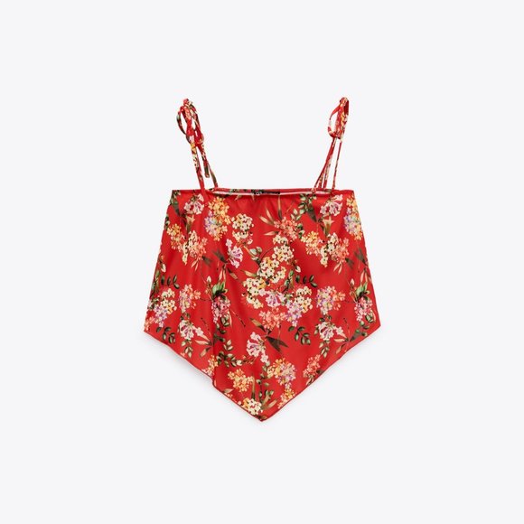ZARA Print Top Multicolor Floral Spaghetti Straps Blouse NWT - Picture 4 of 16